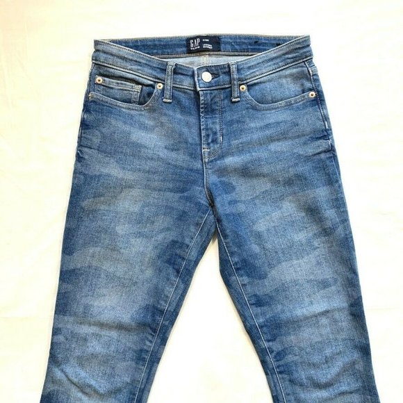 NEW Gap Camo Jeans Womens 2/26 R Legging Skimmer Stretch Camouflage Jegging Blue - Picture 3 of 11